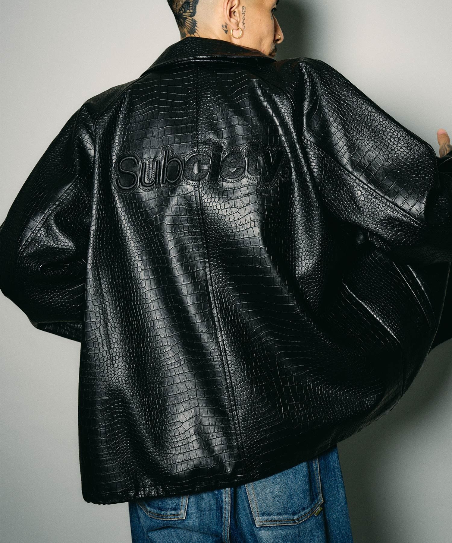 Faux leather coach jacket