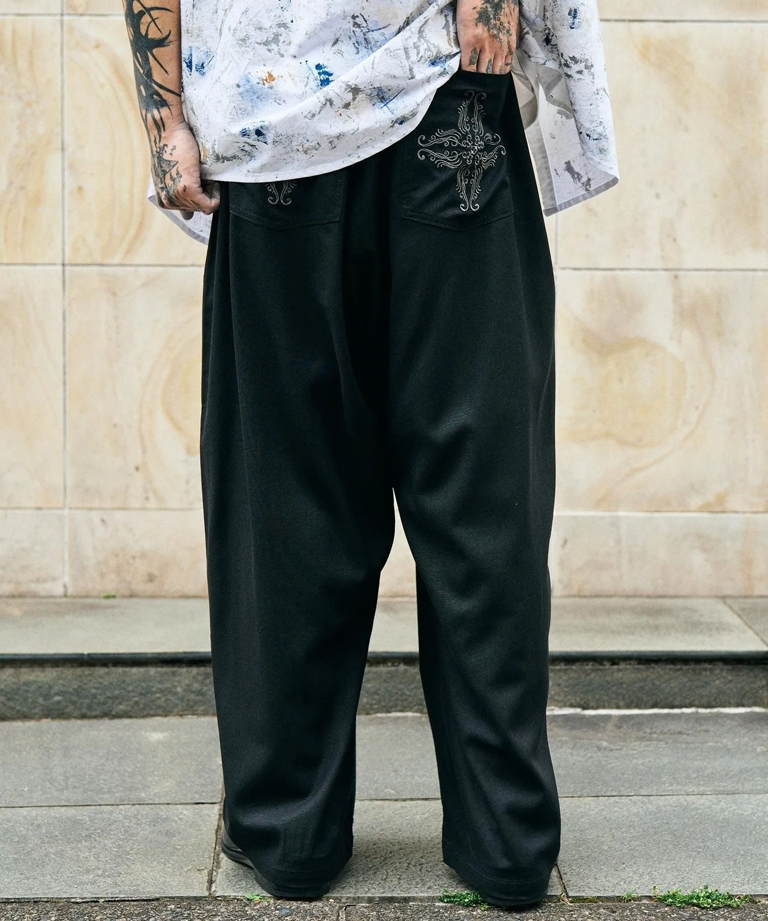 Linen blend baker pants