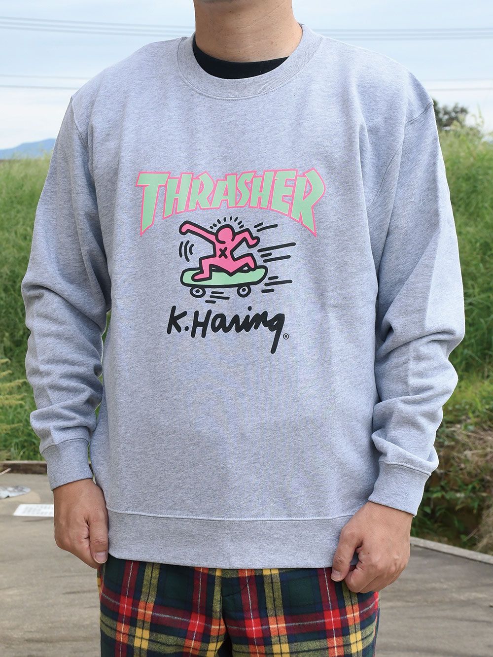 THRASHER×Keith Haring CREW SWEAT - S