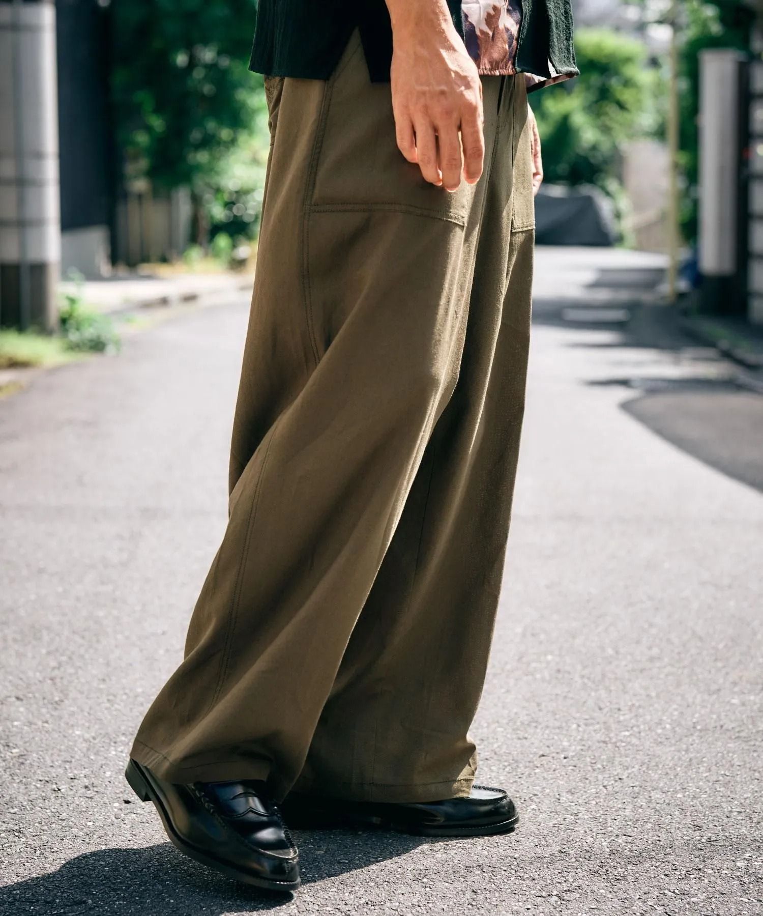 Linen blend baker pants