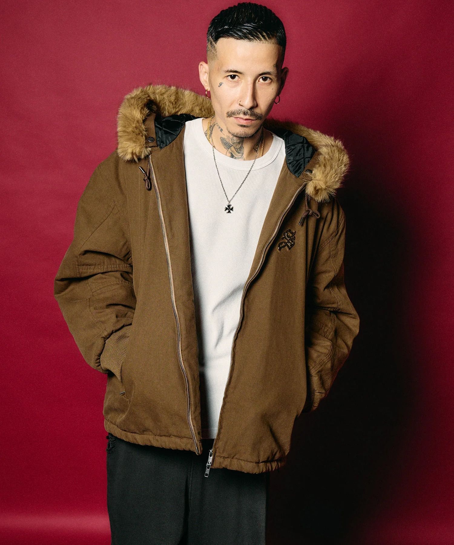 Metal logo padded jacket