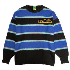 sd boarder stripe over size crew knit