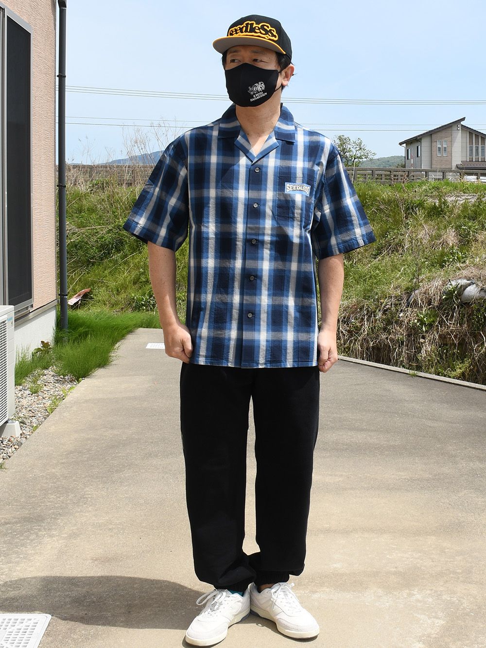 sd colors radial logo s/s check shirts