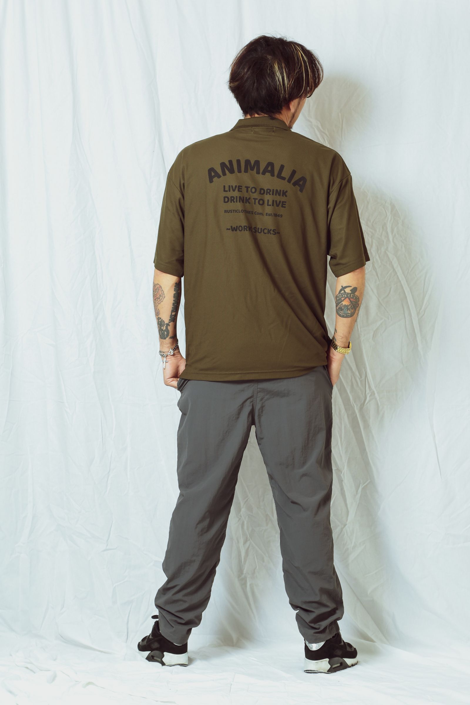 BIG SILHOUETTE POLO SHIRTS -WORK SUCKS-