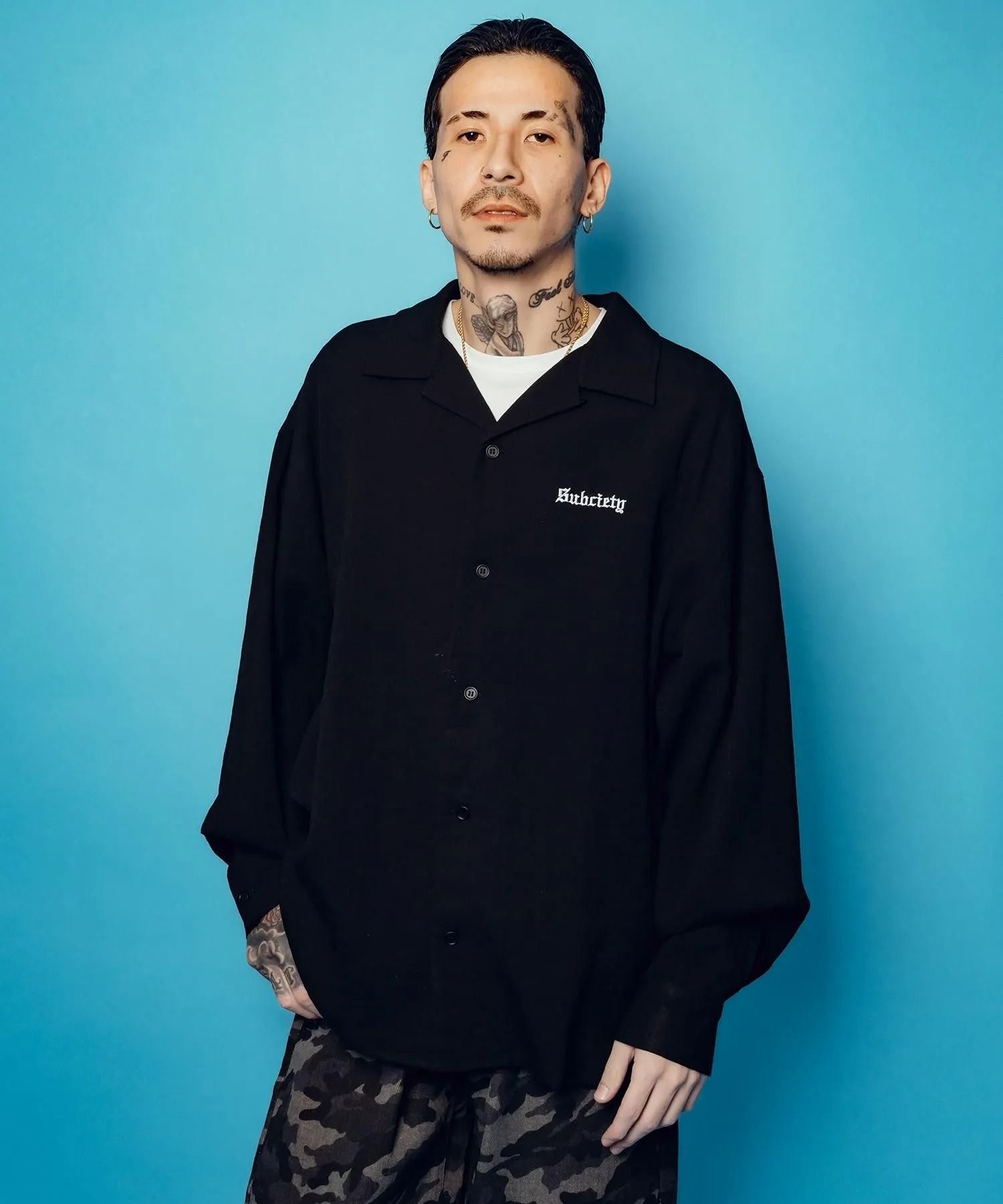 Embroidery Maria open collar shirt