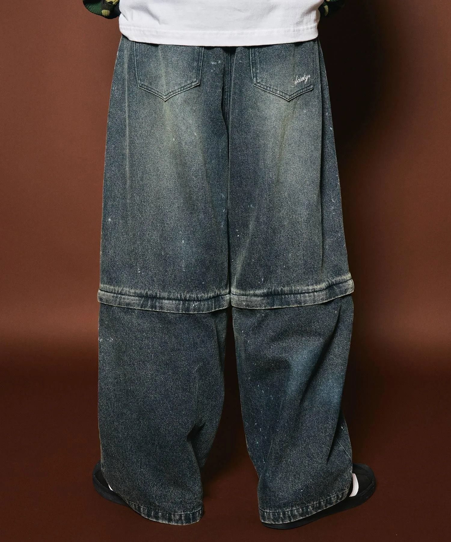 Painted 2way denim pants
