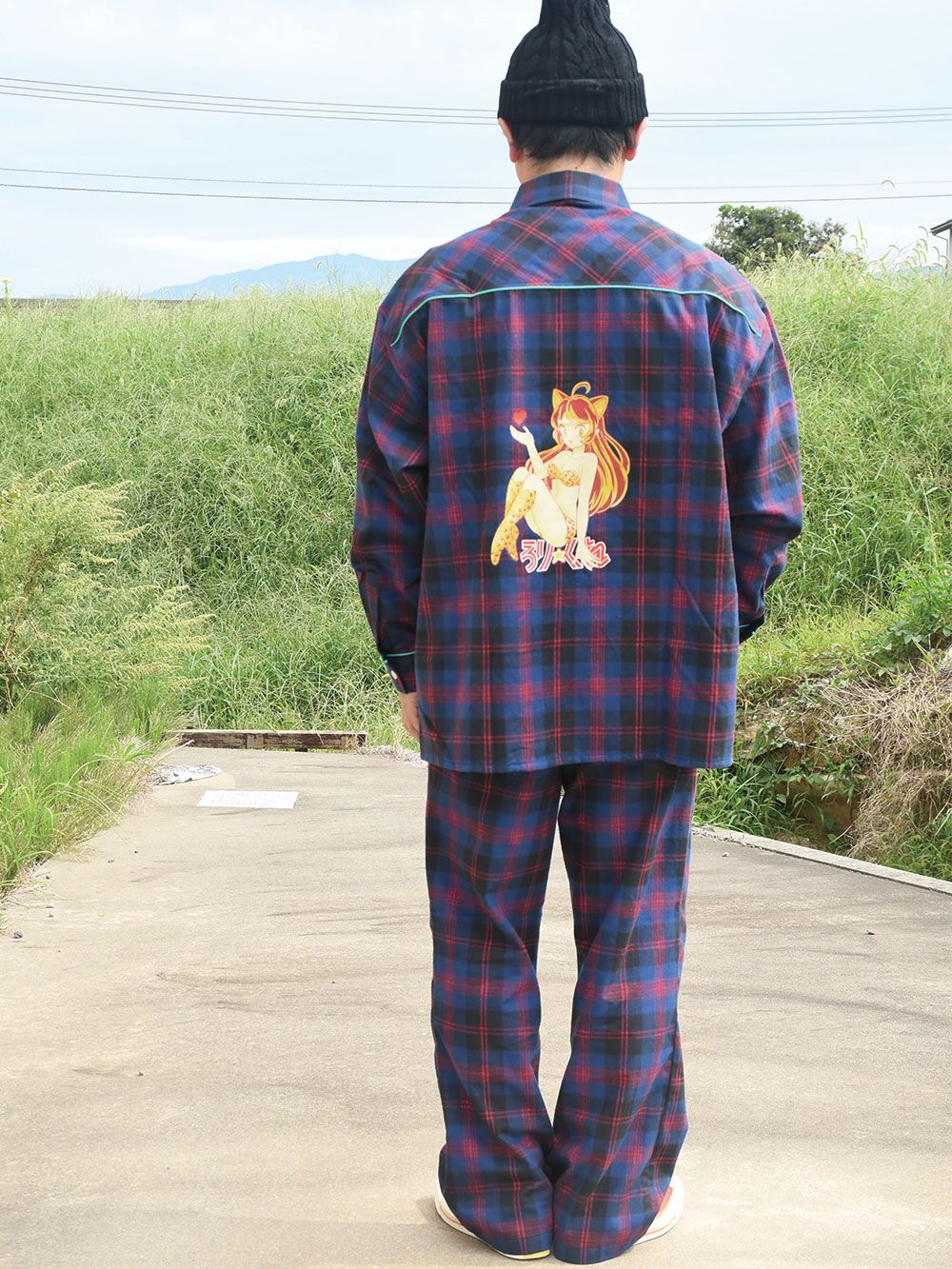 CHECK FLARE-PANTS