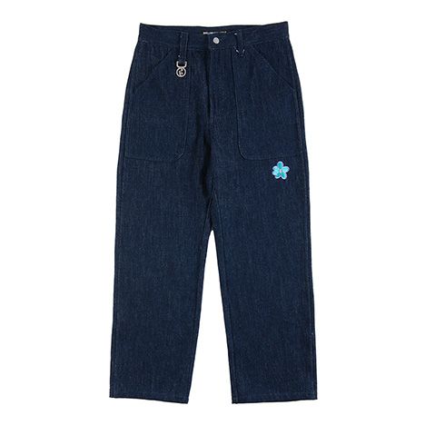 FLOWER DYED DENIM PAINTER-PANTS