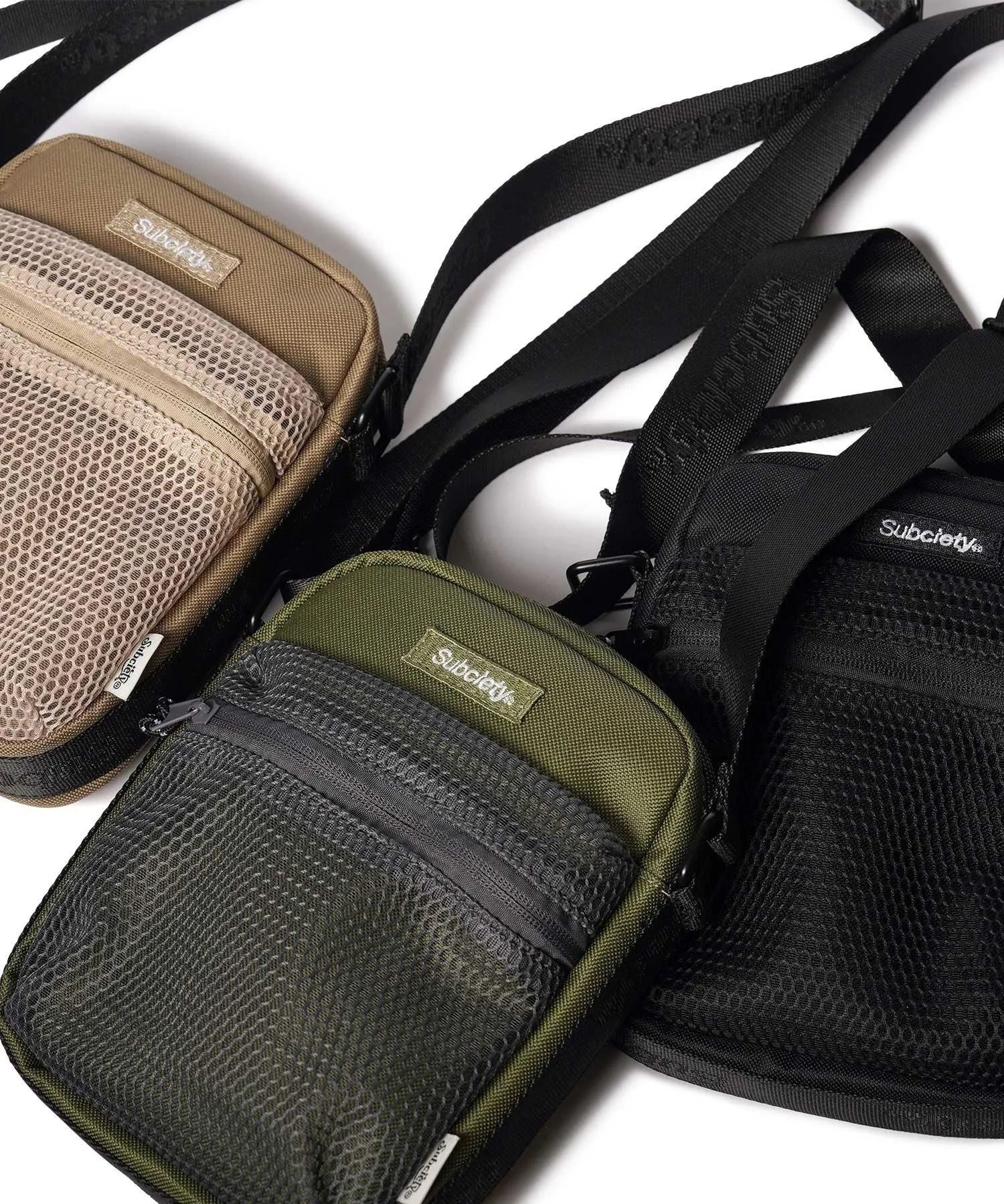 Mesh pocket mini shoulder bag