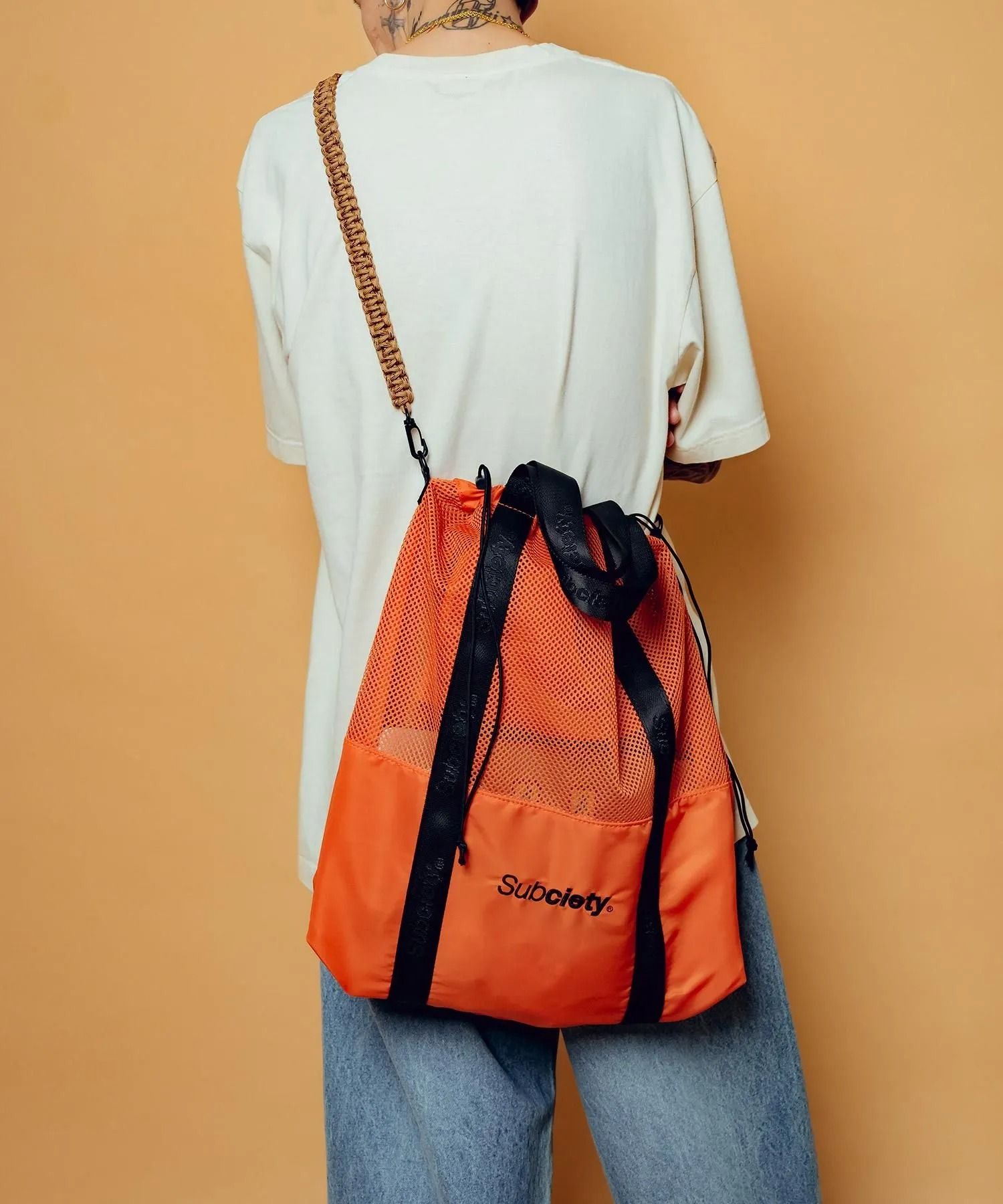 Mesh shoulder tote bag