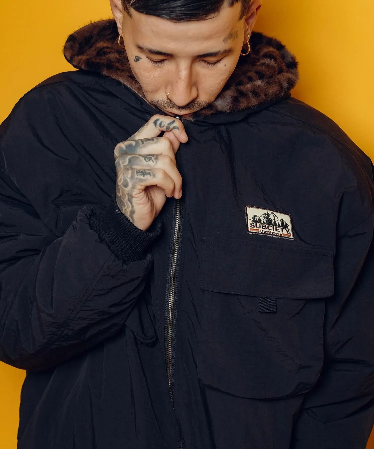 Reversible nylon fur blouson