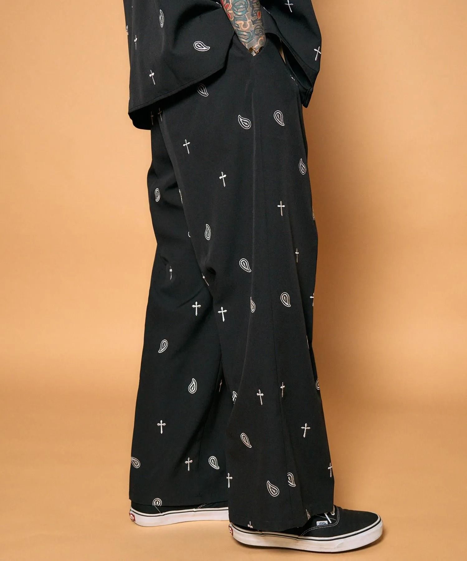 All-over embroidered pants
