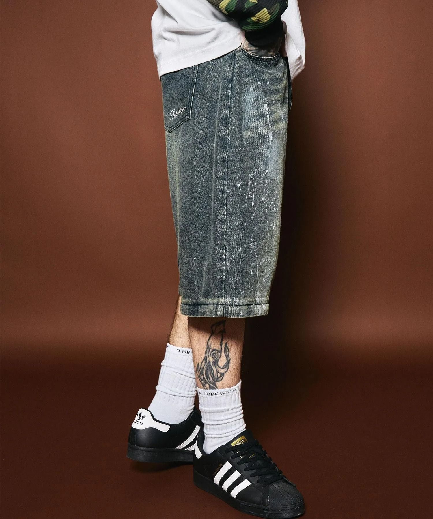 Painted 2way denim pants