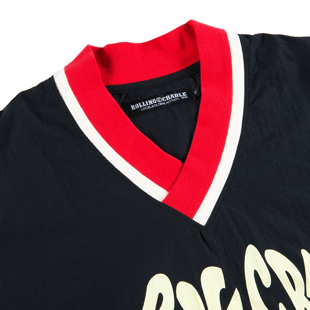 METALLIC NYLON V-NECK