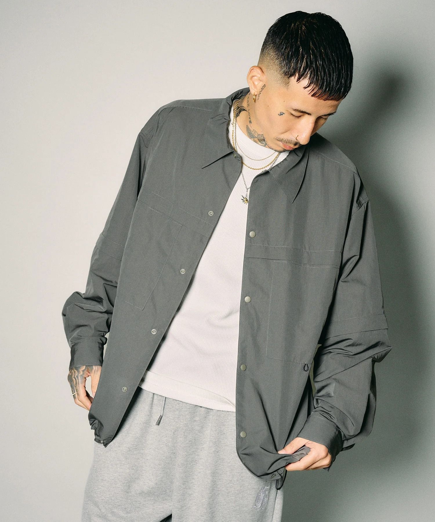 Detachable sleeve ripstop shirt
