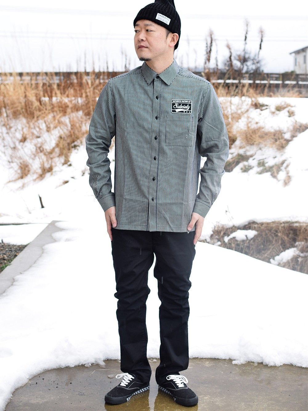 EMBLEM SHIRT L/S-STRIPE-