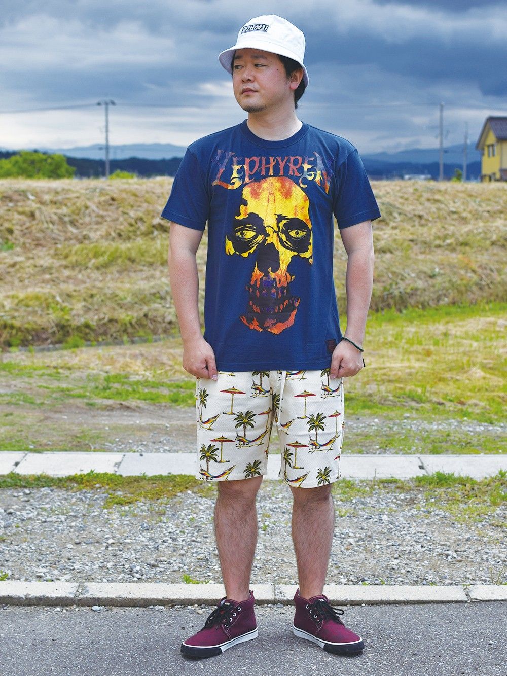 S/S TEE -TYE DYE SKULL HEAD-