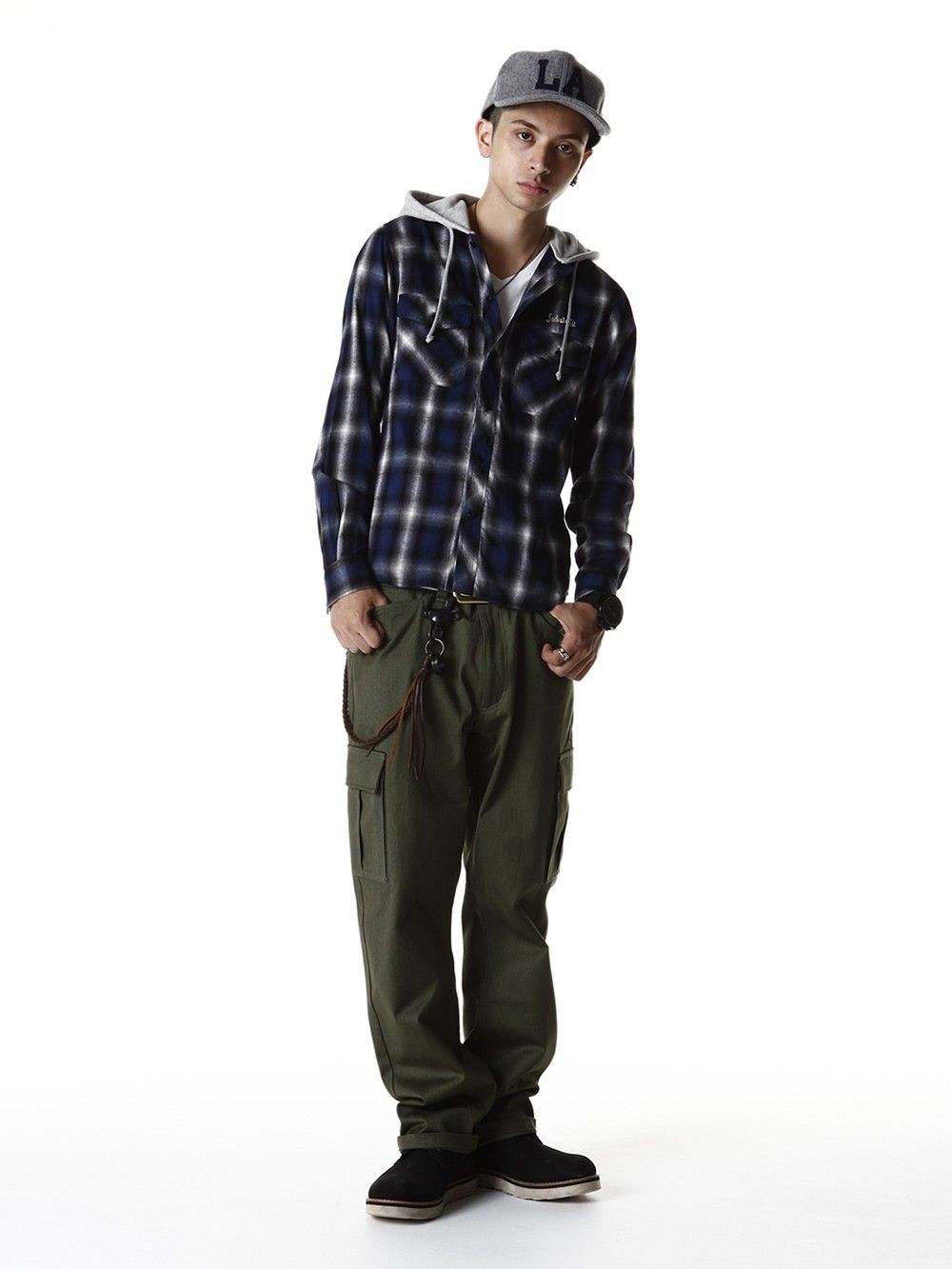 CHECK SHIRT HOODY L/S -Conductor-
