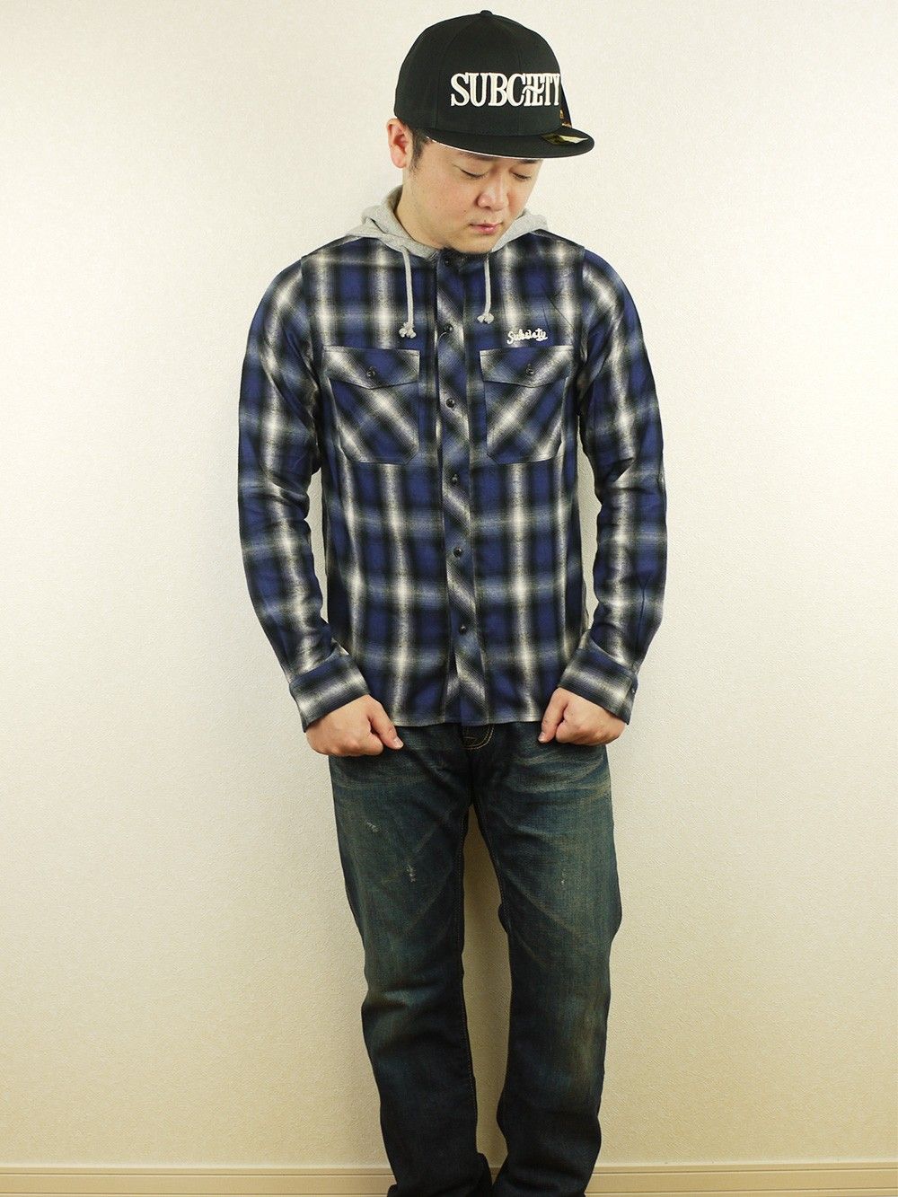 CHECK SHIRT HOODY L/S -Conductor-