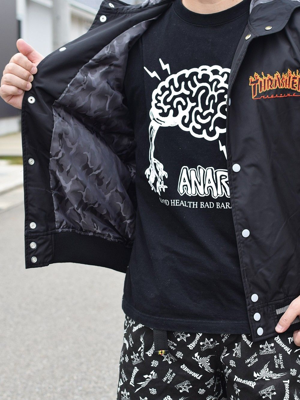 FLAME HOOD NYLON SNAP JACKET