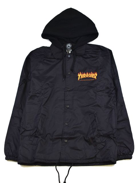 "FLAME LOGO COACH JACKET W/ FLEECE HOOD"