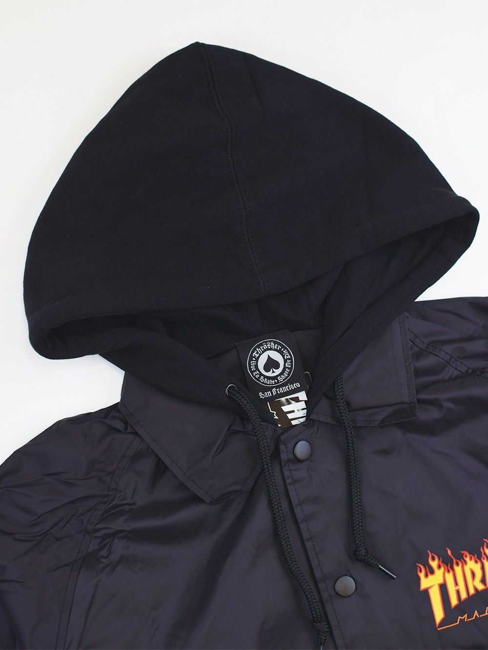 "FLAME LOGO COACH JACKET W/ FLEECE HOOD"