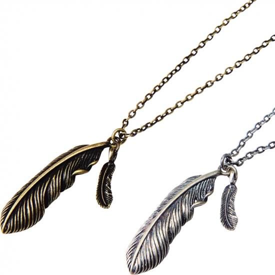 METAL NECKLACE -FEATHER-