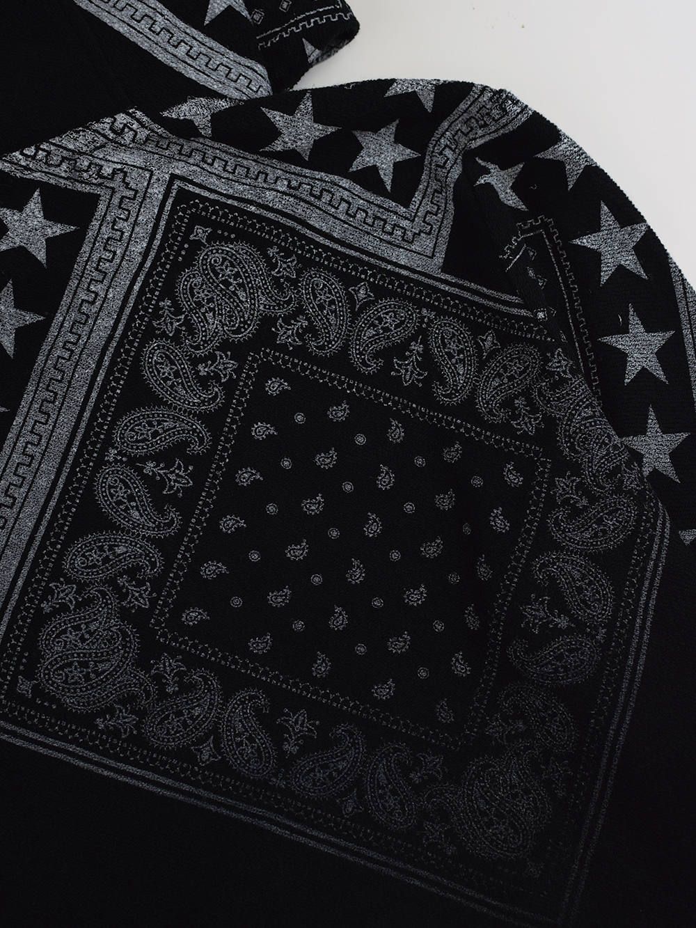 pile bandanna print zip parka