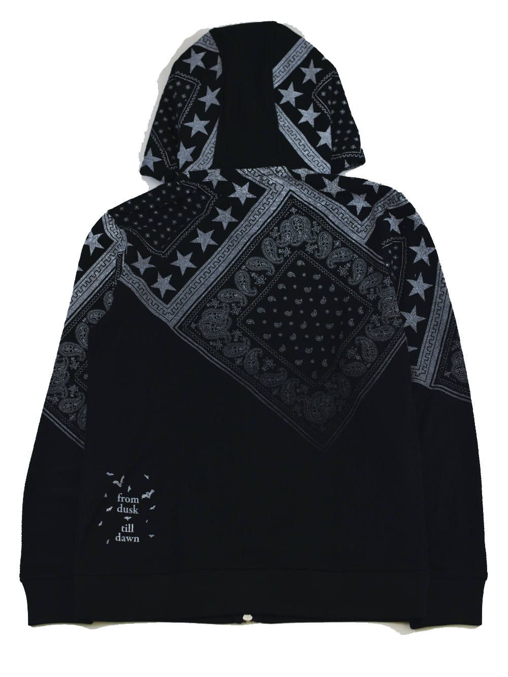 pile bandanna print zip parka