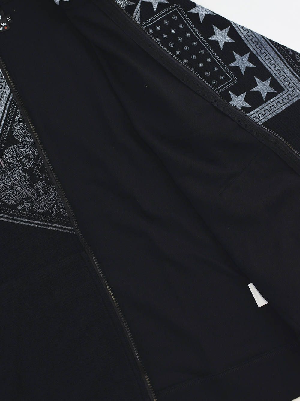 pile bandanna print zip parka