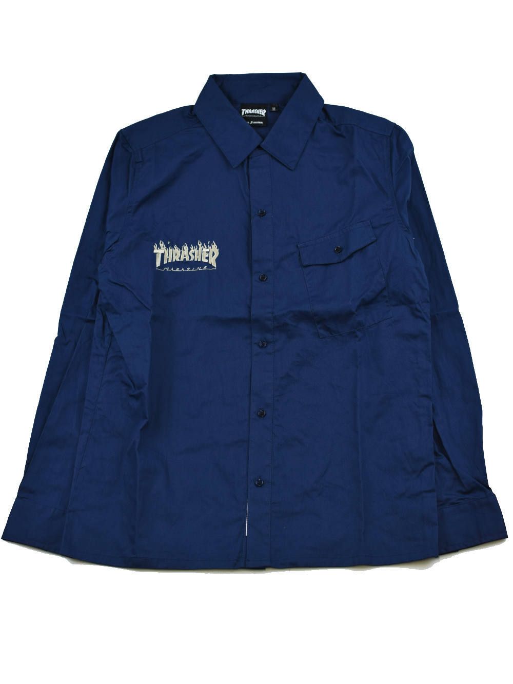 美品レア THRASHER×CALEE スカル刺繍ブラックワークシャツ L