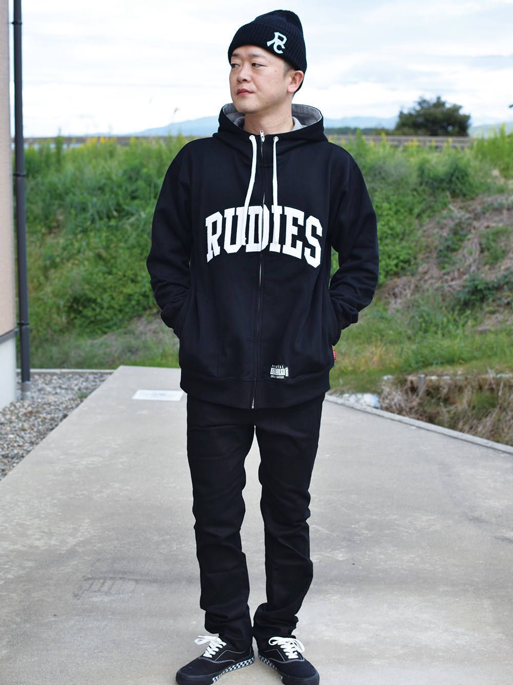 COLLEGE HIGHNECK ZIPHOOD-SWEAT
