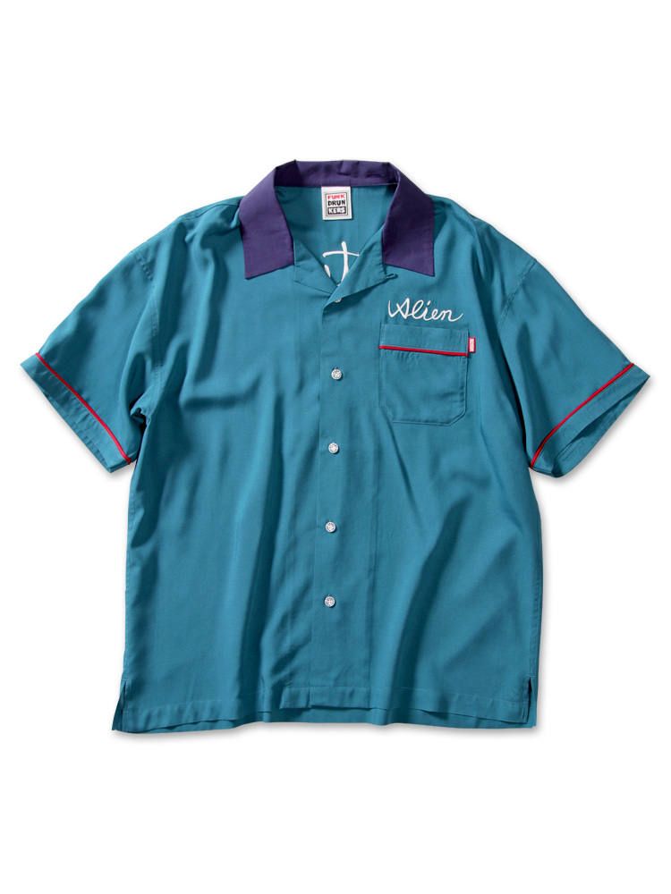 【XLサイズ】パンクドランカーズ ガターシャツ　ボーリングシャツ GREEN XLサイズ】パンクドランカーズ ガターシャツ ボーリングシャツ