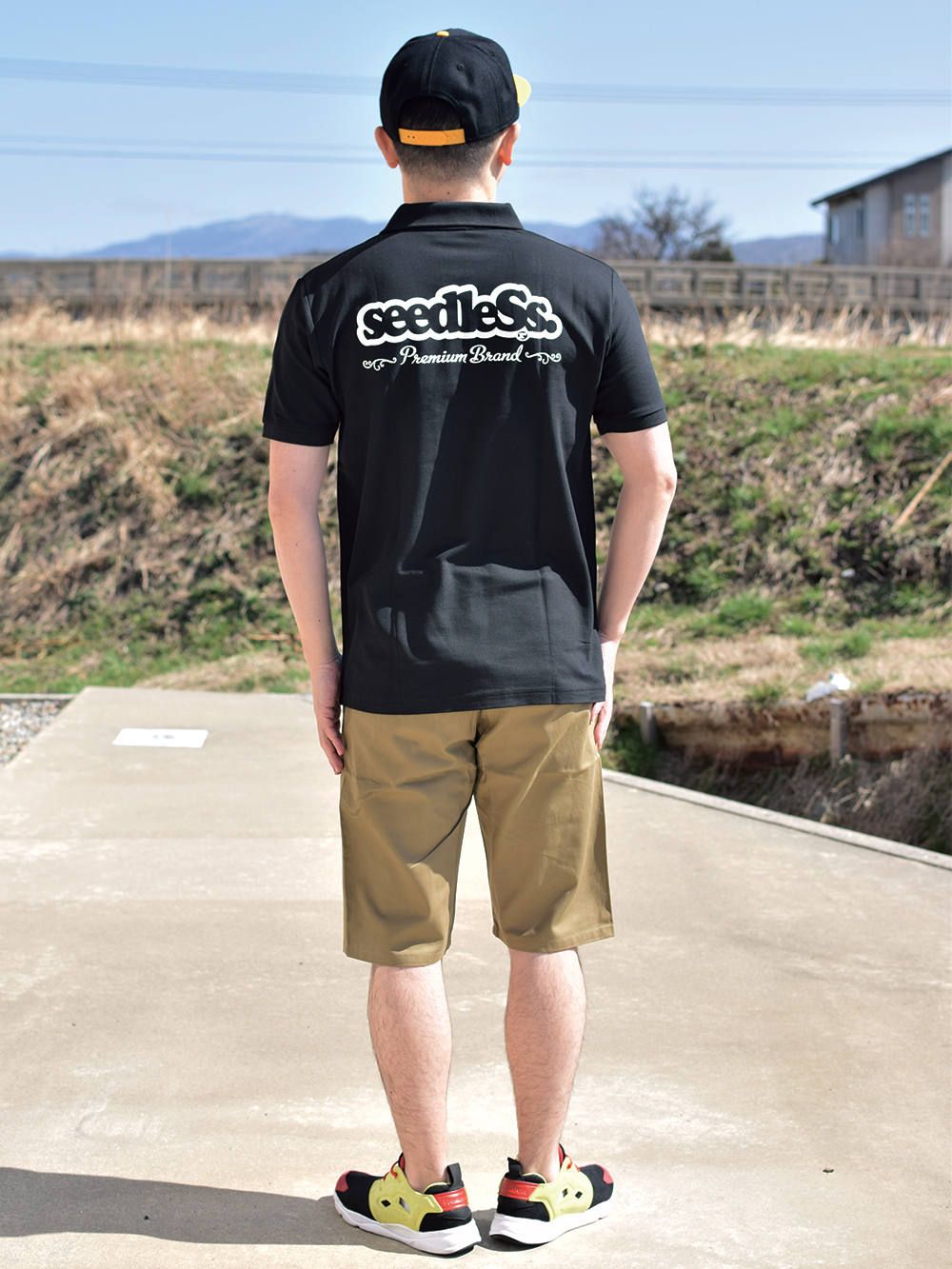 premium brand back print polo