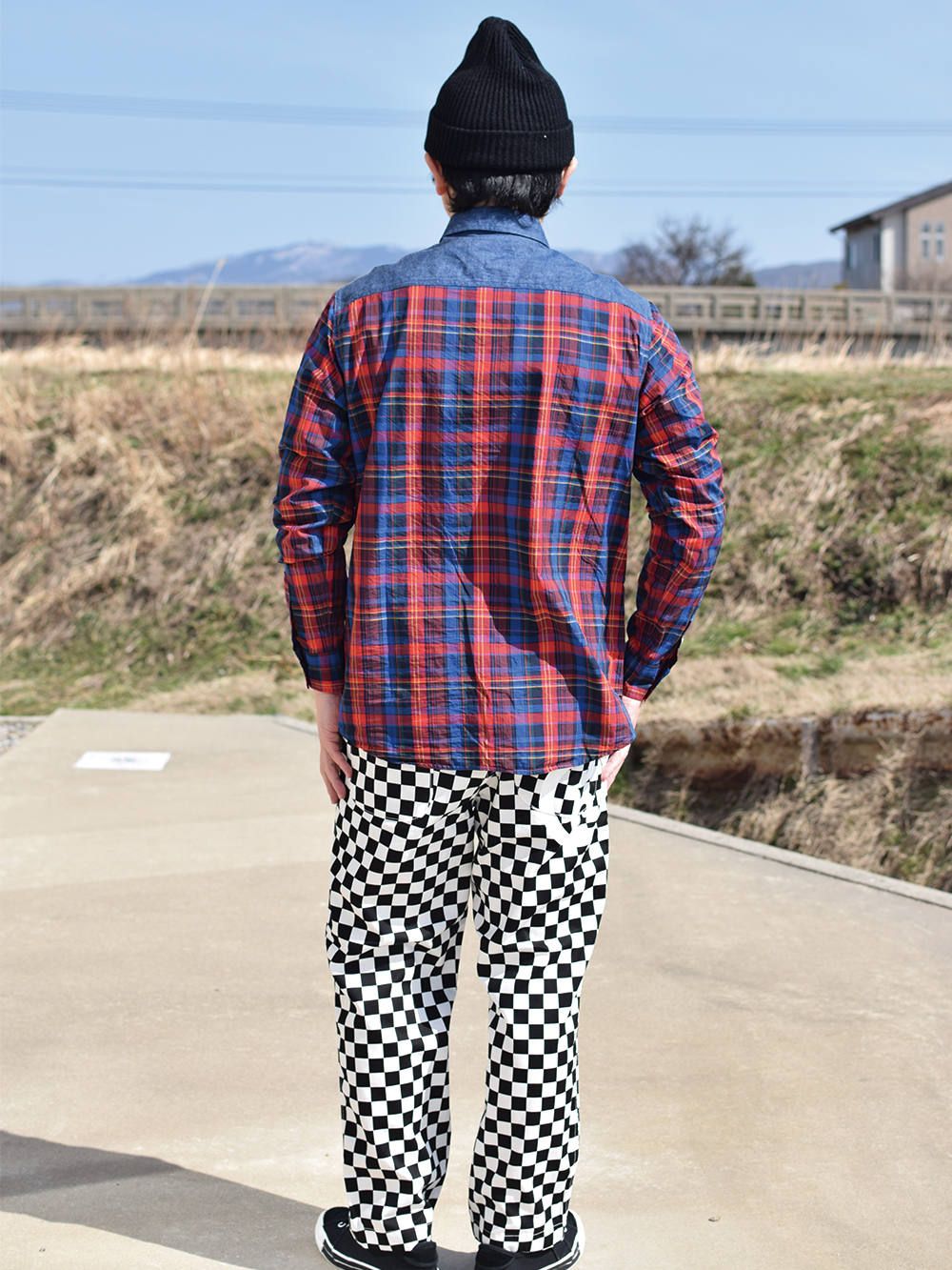 DENIM CHECK COMBI-SHIRT