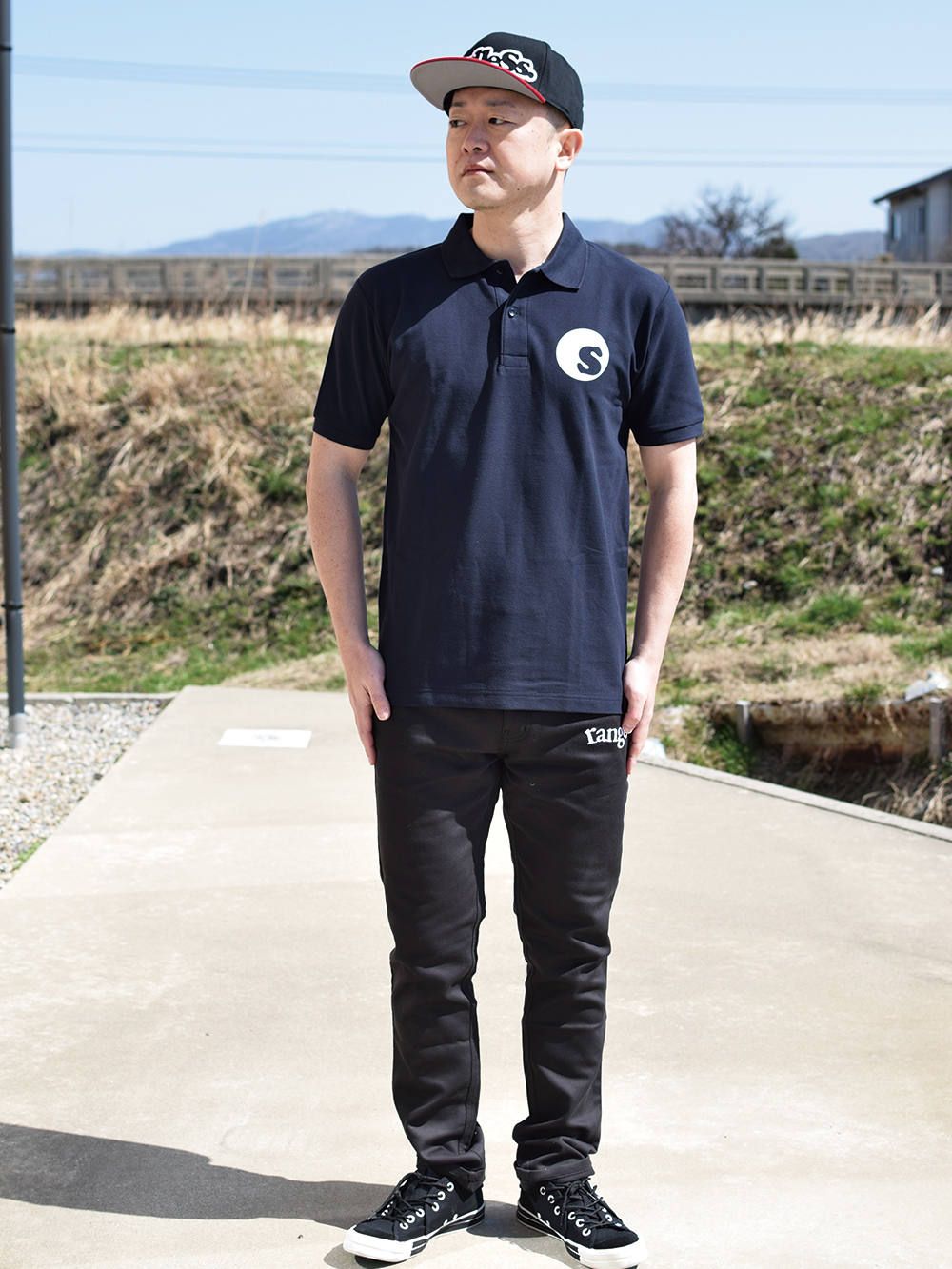 premium brand back print polo