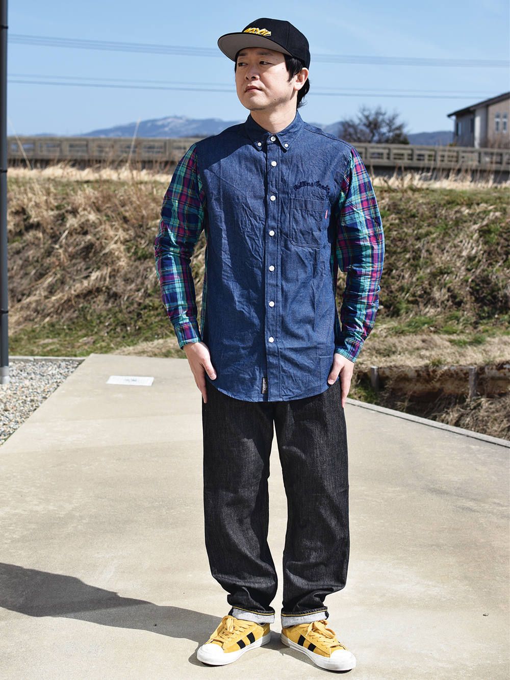 DENIM CHECK COMBI-SHIRT