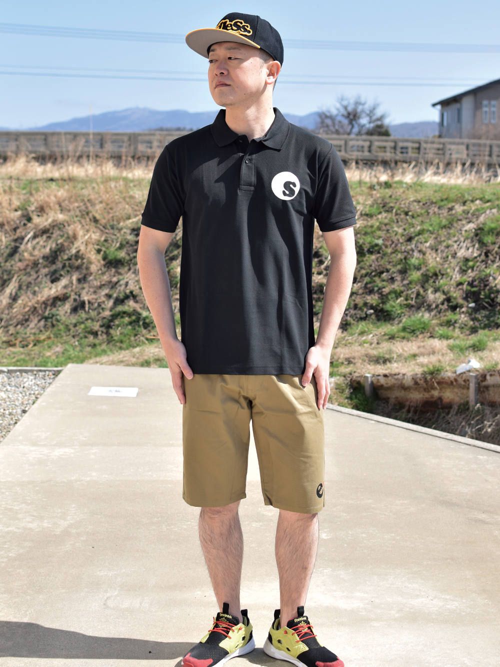 premium brand back print polo