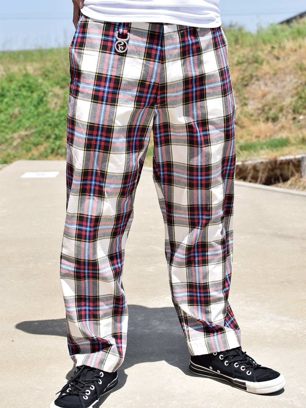 WIDE CHECK-PANTS