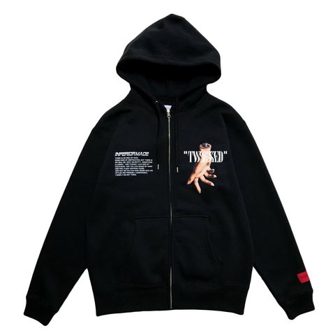 -TWISTED- FRONT ZIP HOODIE