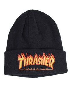 FLAME LOGO 平編みビーニー