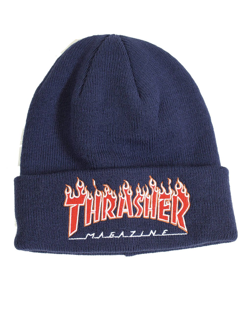 THRASHER - FLAME LOGO 平編みビーニー | DOLL