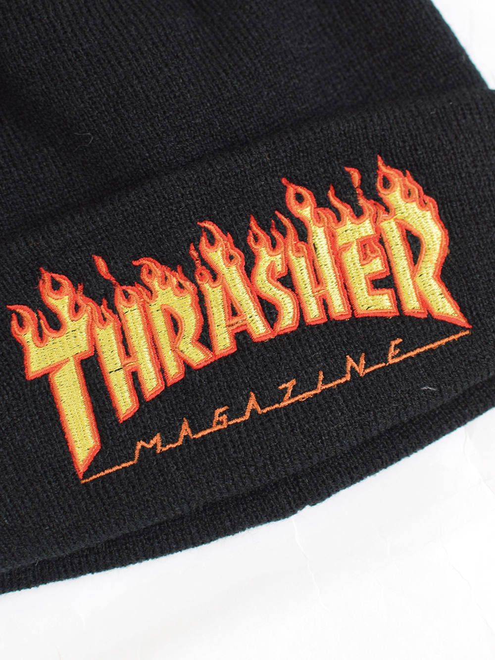 FLAME LOGO 平編みビーニー