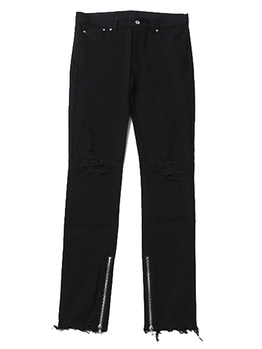 EBONY -Damaged Side Zip Skinny-