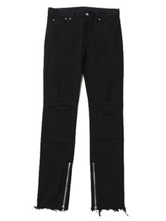 EBONY -Damaged Side Zip Skinny-