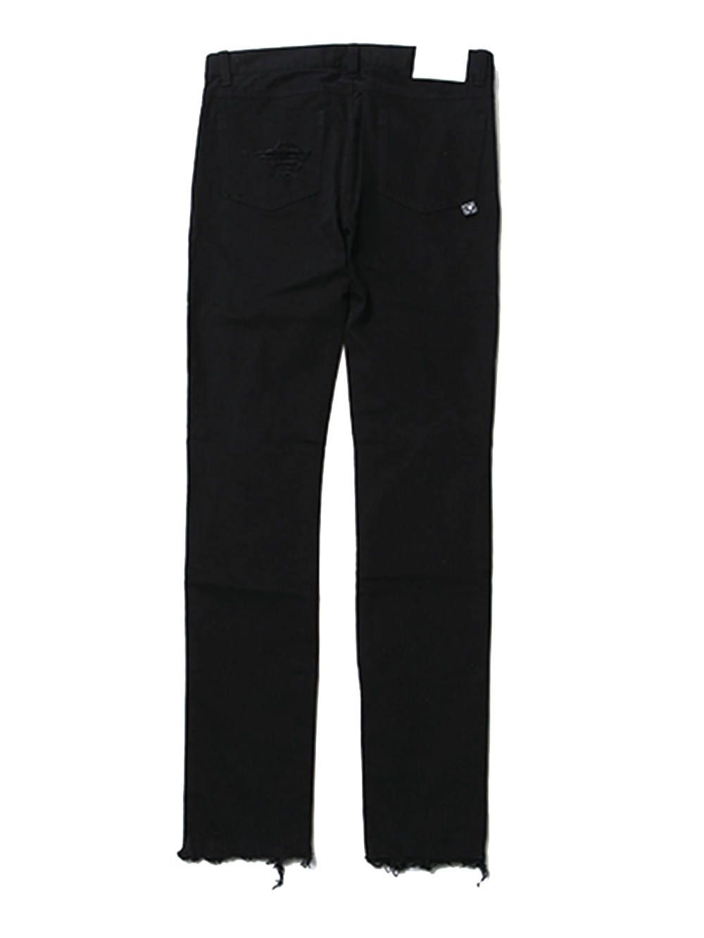 EBONY -Damaged Side Zip Skinny-