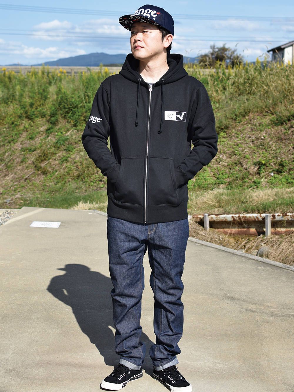 rg bat print zip hoody