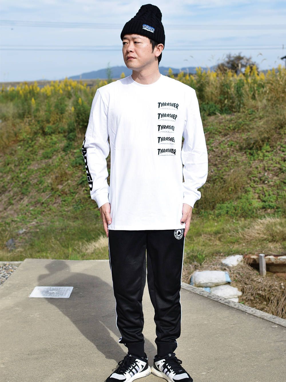 THRASHER×STARTER BLACK LABEL L/S T