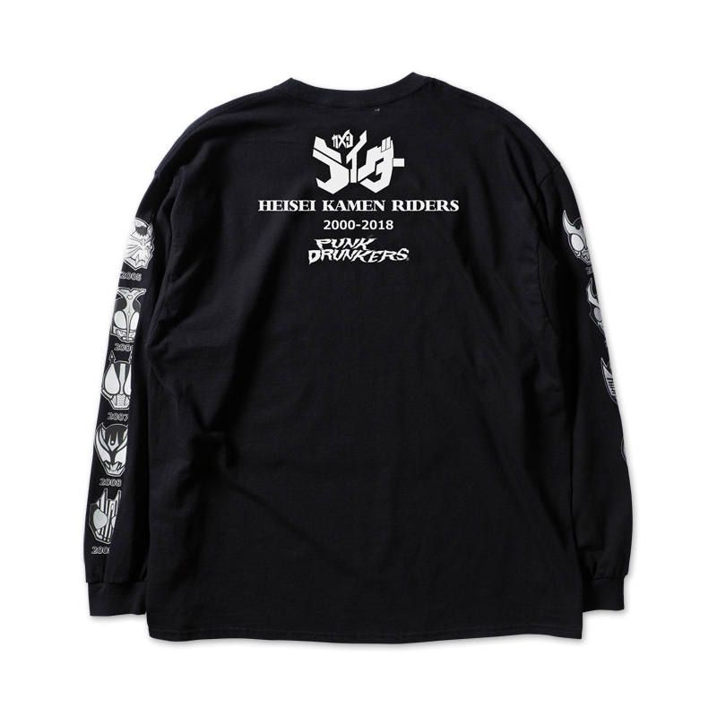 [PDSx仮面ライダー] 平成ライダー顔ロンTEE(2000〜2009ver.)