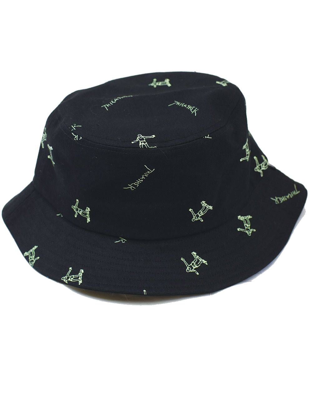 GONZ ART総柄プリント ツイルバケットハット